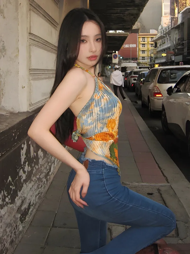 Y2K Backless Scarf Top