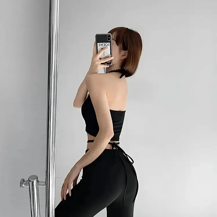 Y2K Halter Top with Heart Ring Accent for Day to Night Style