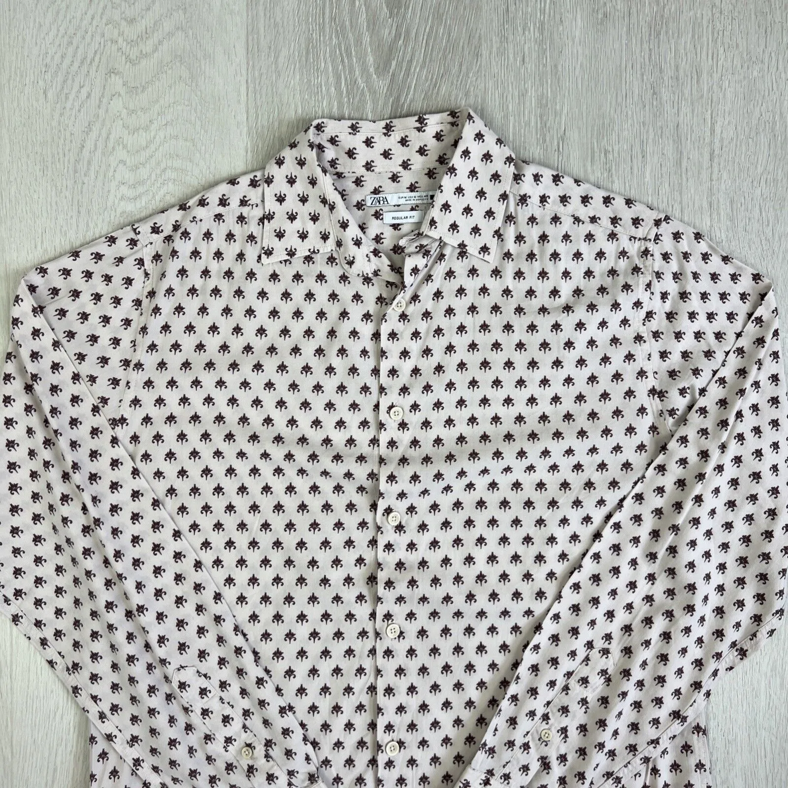 Zara Mens Long Sleeve Regular Fit Button Up Shirt Size Medium