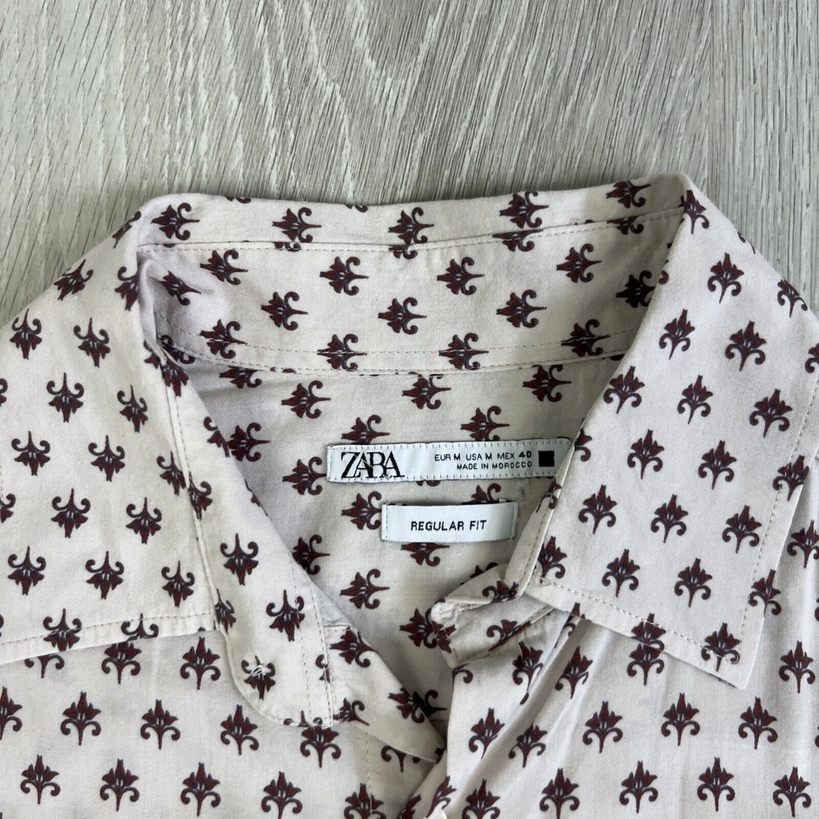 Zara Mens Long Sleeve Regular Fit Button Up Shirt Size Medium