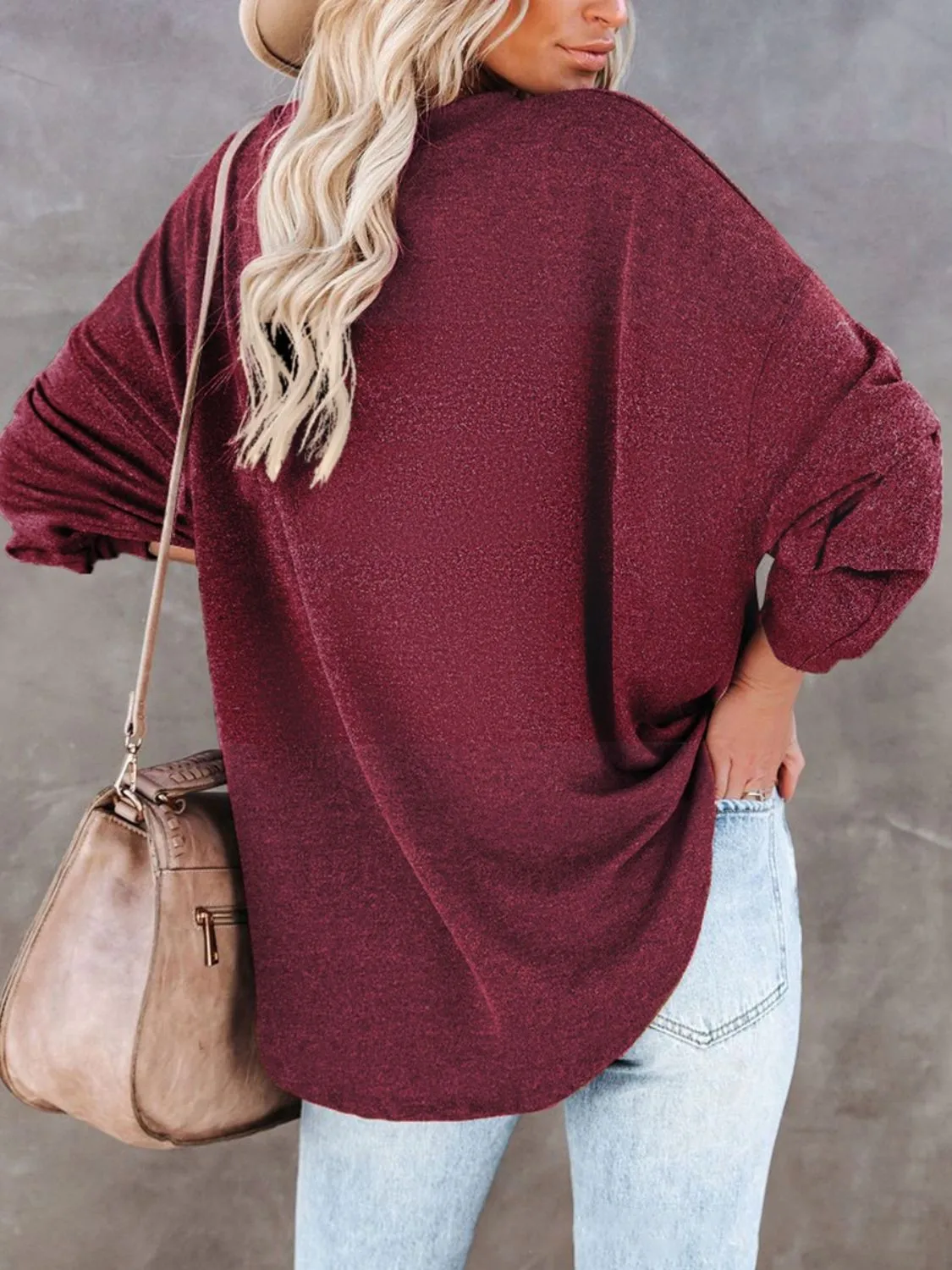Zoey Buttoned Drop Shoulder Top