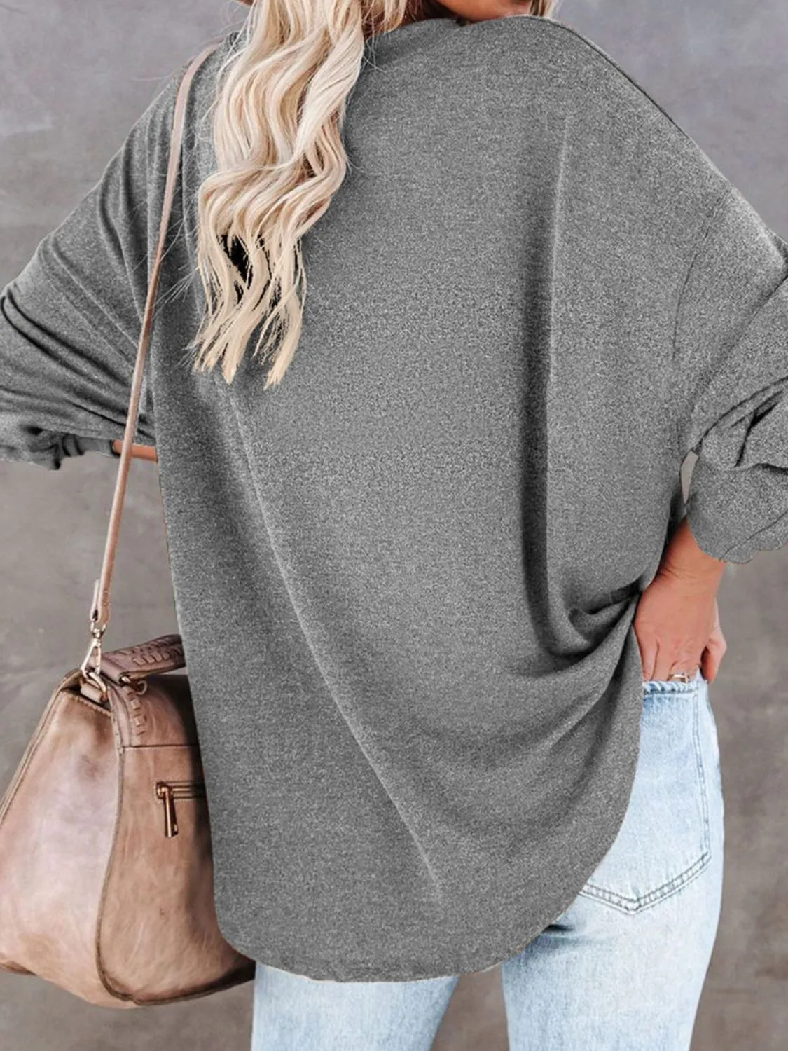 Zoey Buttoned Drop Shoulder Top